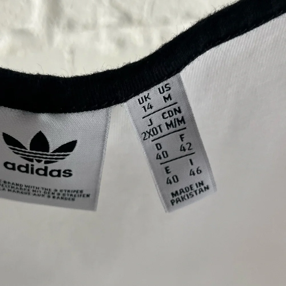 adidas White and Black Cropped Tank Top